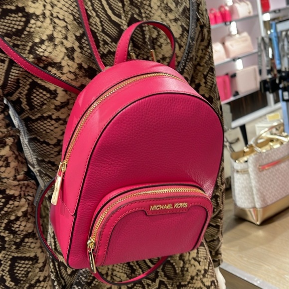 Michael Kors Ladies Backpack Bag Jaycee XS Convertible Zip Backpack Electrc Pink - Picture 3 of 16